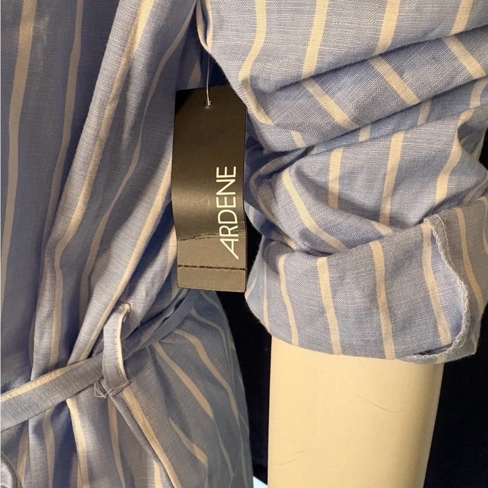 Ardene Long Sleeve Striped Dress with Tie Waist - Picture 5 of 6